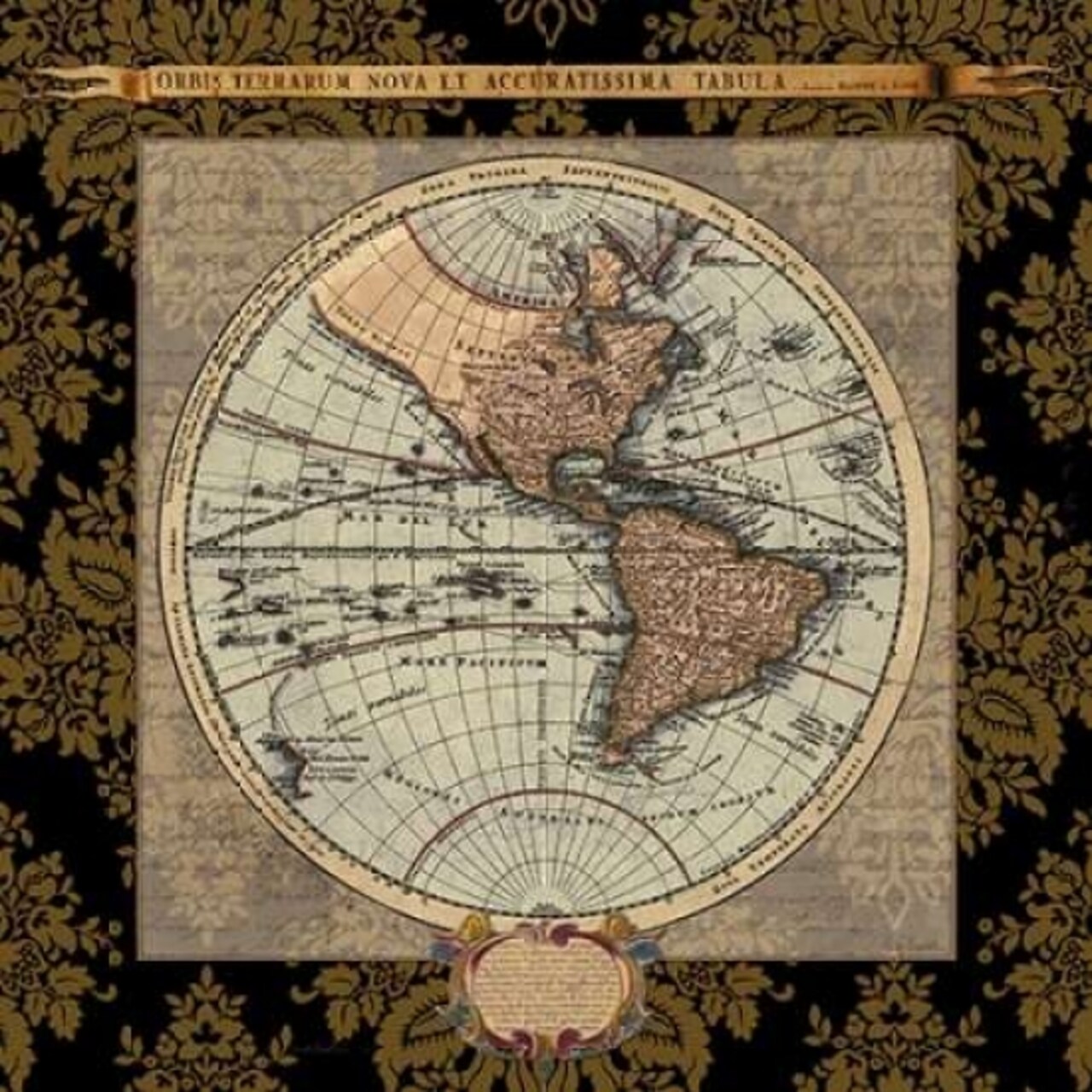 Damask on Black Map II Poster Print by Elizabeth Medley - Item # VARPDX8565M